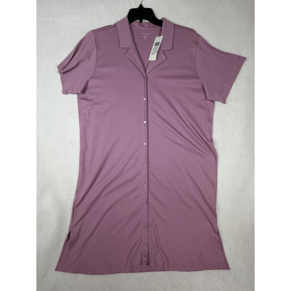 Eileen Fisher NWT Woman's XL Collar 100% Organic Cotton Button Up Sleepware